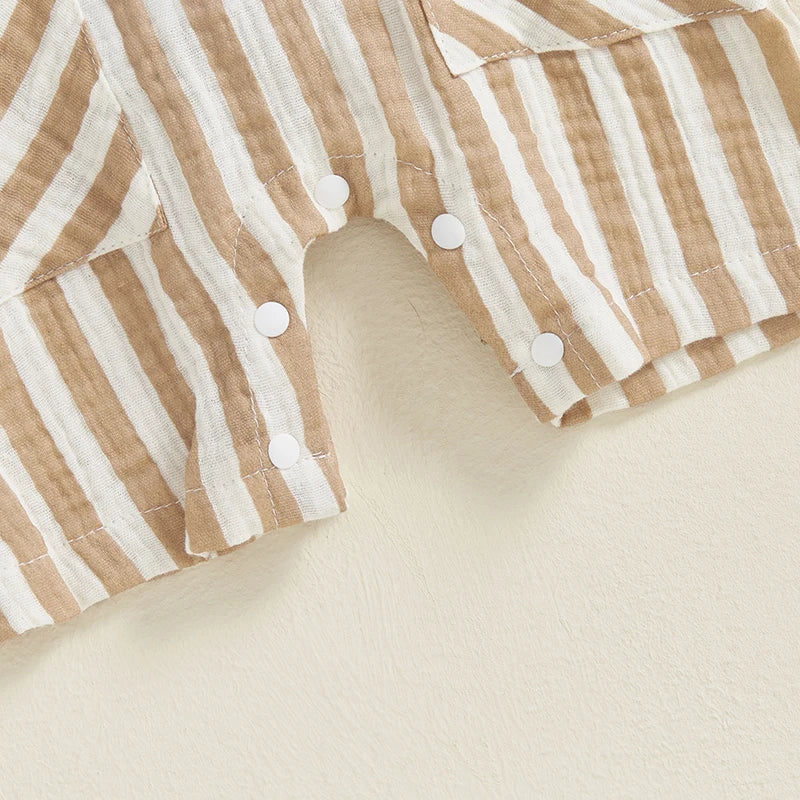 Toddler Boy s Summer Set Short Sleeve Crew Neck Tee with Striped Overall Shorts Cute Baby Boy Outfit for Warm Weather