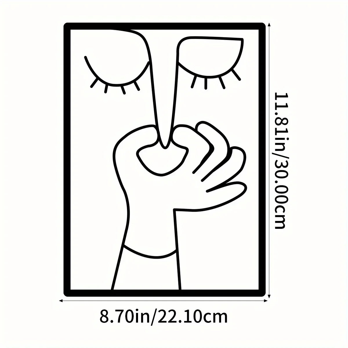 Décoration murale en métal pour toilettes : portrait amusant avec un design minimaliste en forme de ligne, utilisé comme panneau de salle de bain et décoration de toilettes