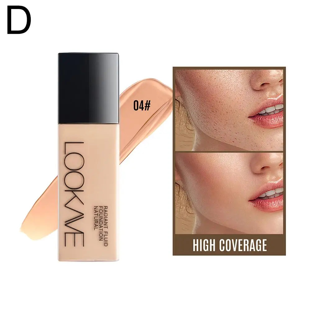 Professional Makeup Kit Natural Matte Long-Lasting Liquid Foundation+Flat Top Brush &Sponge Full Coverage 24H Lightweight Makeup