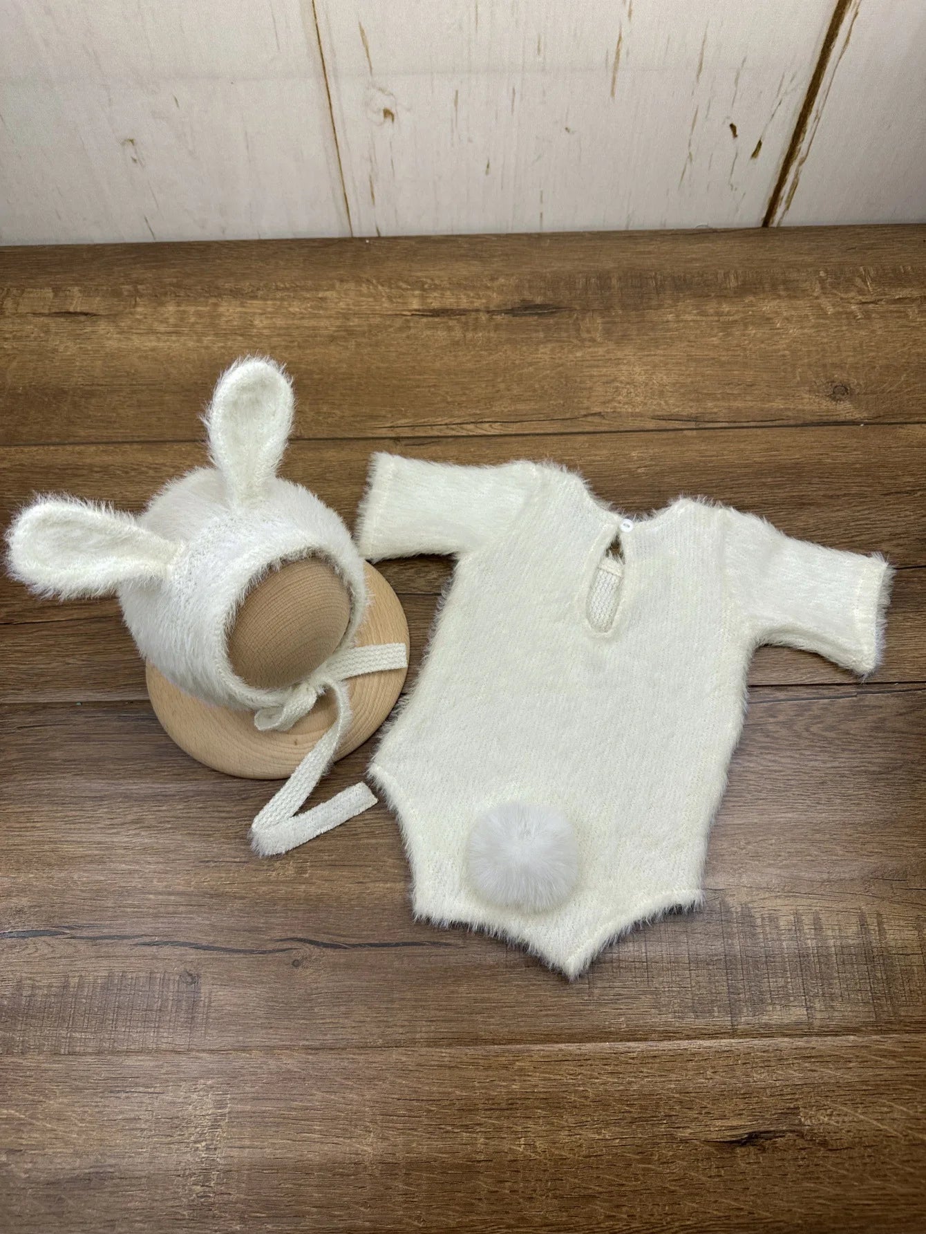 Newborn Day Photography Clothing Baby Cute Bunny Photography Clothing Set Baby Handmade Knitwear Growth Souvenir