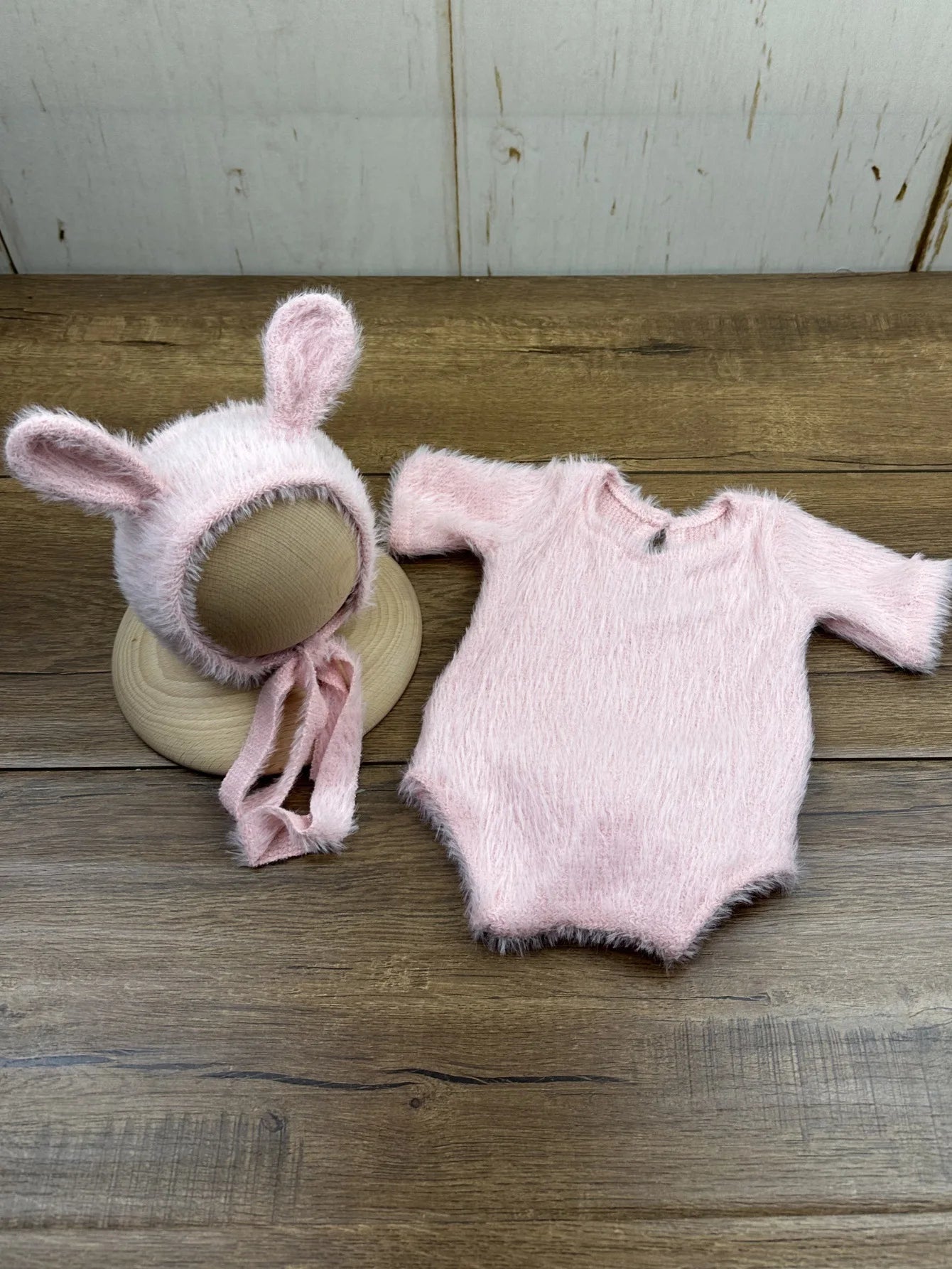 Newborn Day Photography Clothing Baby Cute Bunny Photography Clothing Set Baby Handmade Knitwear Growth Souvenir