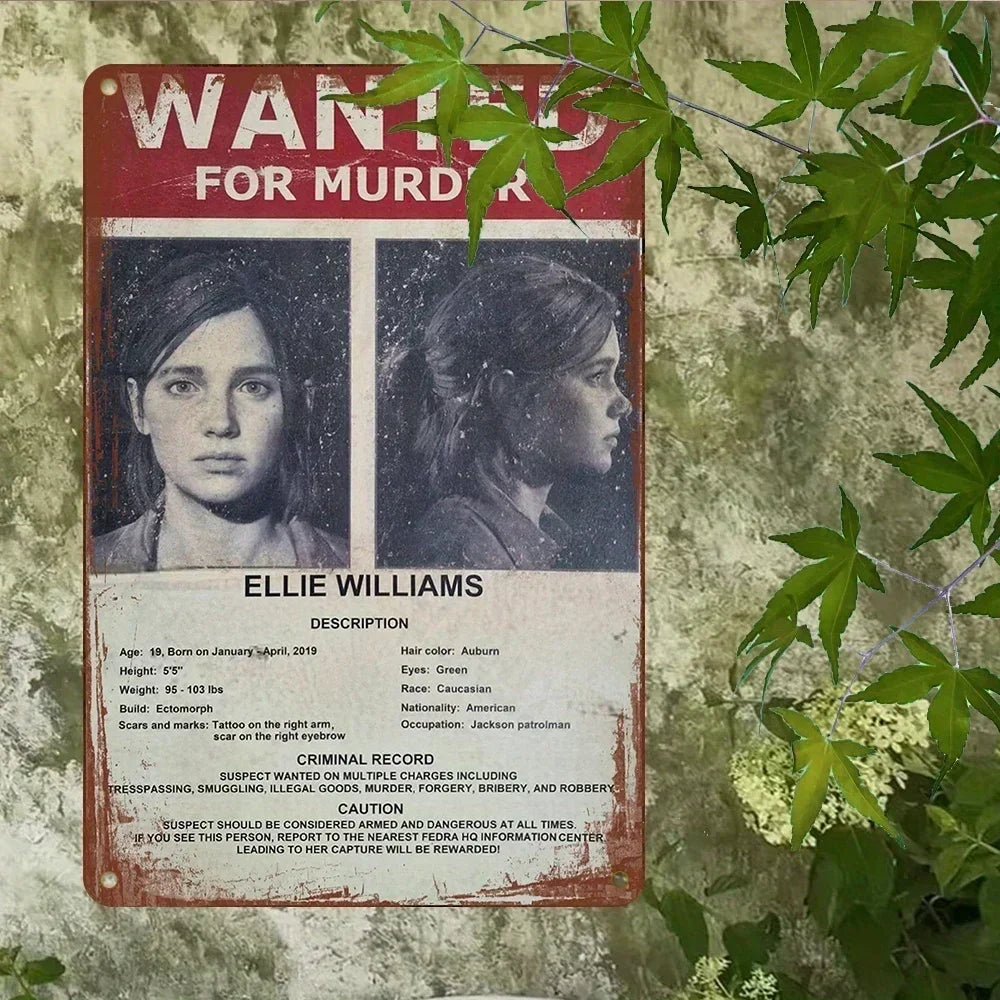 Gaming Room Wall Art - Vintage "Wanted for Murder" Aluminum Sign, UV Printed Waterproof Plaque for Home & Bars