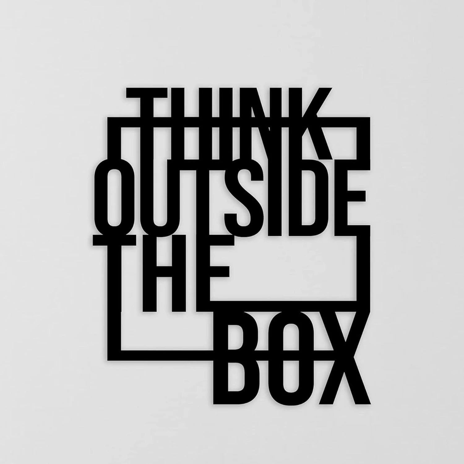 Décoration murale en métal « Think Out The Box », décoration murale motivante, décoration de bureau, décoration murale en métal noir, décoration intérieure, autocollant mural