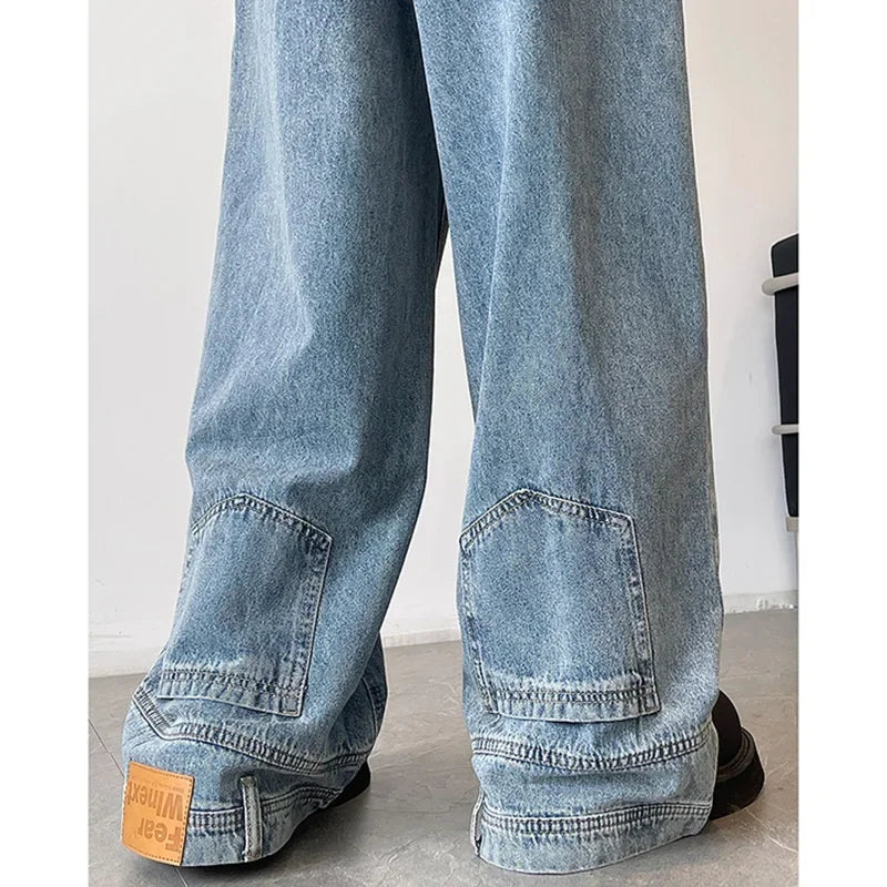 New Men Wide Leg Harajuku Fashion Jeans Male Daily Designer Casual Denim Pants Popular Baggy Aesthetic Streetwear Denim Trousers