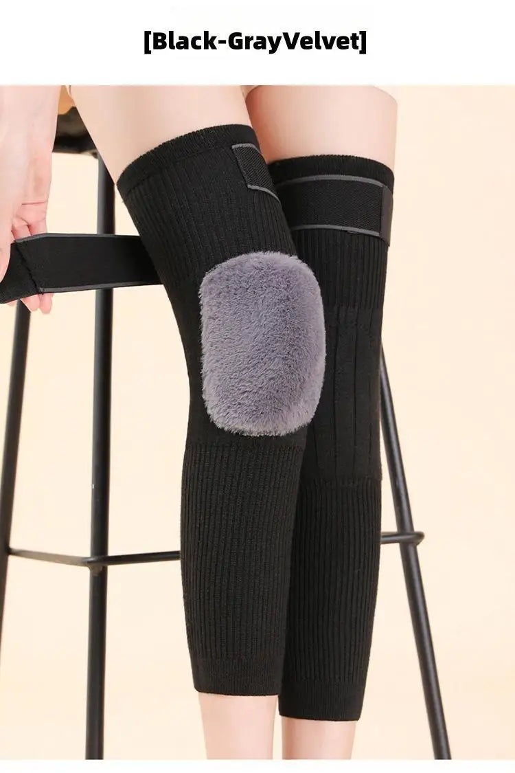 1 Pair Thermal Cashmere Knee Leg Warmers Stretchy Knee Brace Winter Warm Leg Sleeves Kneepads Muscle Joint Care Knee Support Pad