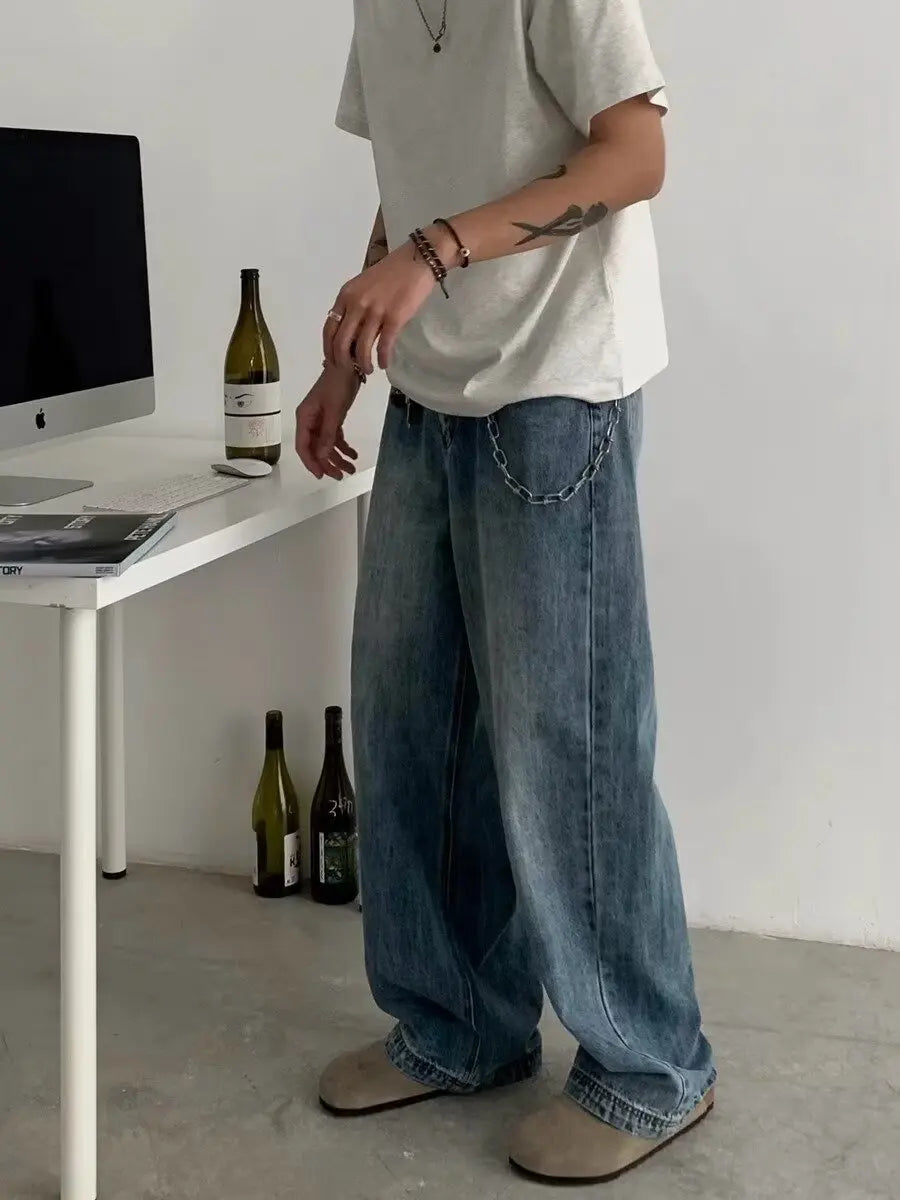 Mens Baggy Jeans for Men Women Y2k Skater Vintage Plain Pants 2025 Casual Wide Leg Jeans Loose Fit Denim Hip Hop Jeans for men
