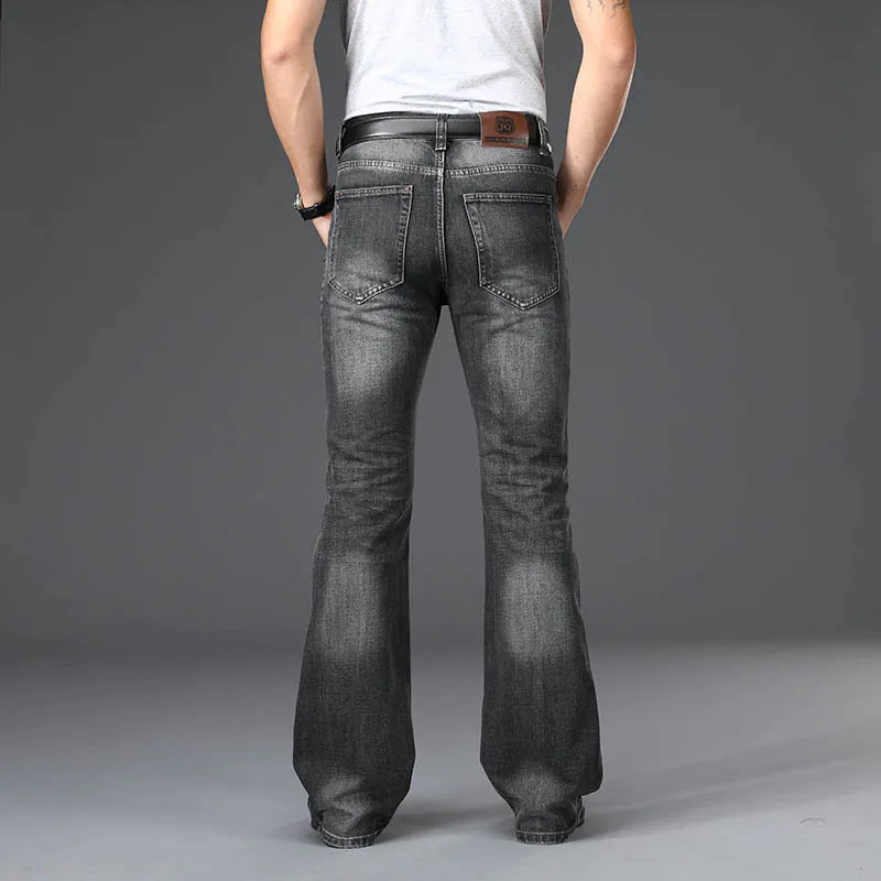 Denim Flared Jeans Men  Boot Cut Denim Pants Comfortable Slightly Slim Classic Loose Casual Blue Black Trousers For Male Bootcut