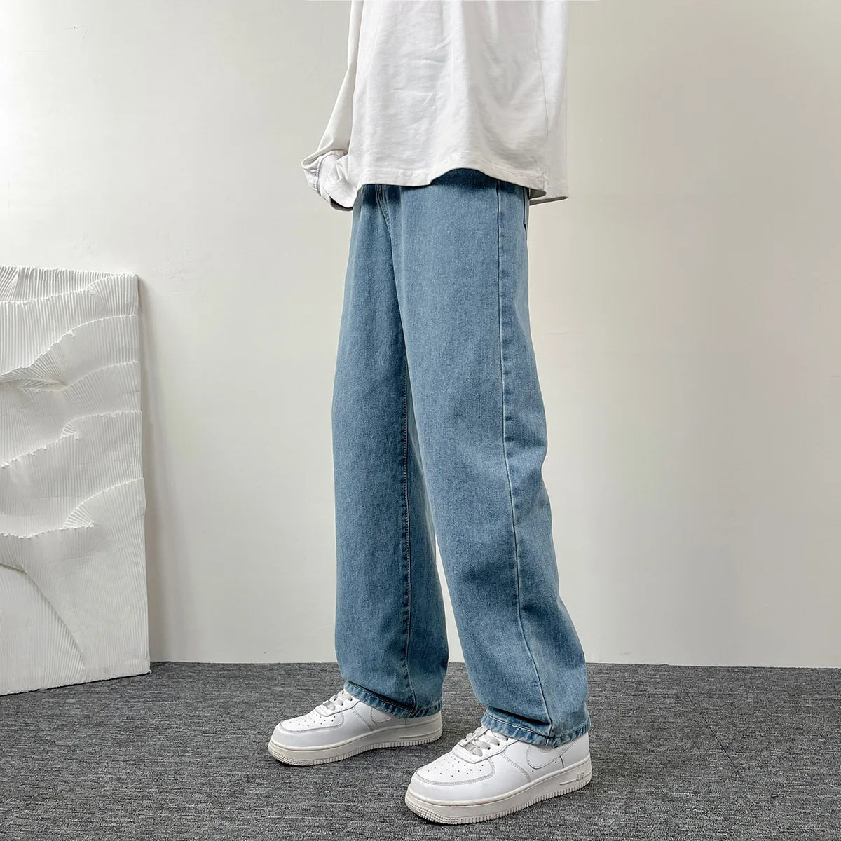 2025 New Men's Casual Jeans | Korean Euro US Style | Straight & Wide Leg Denim Pants | Solid Color Trendy Design