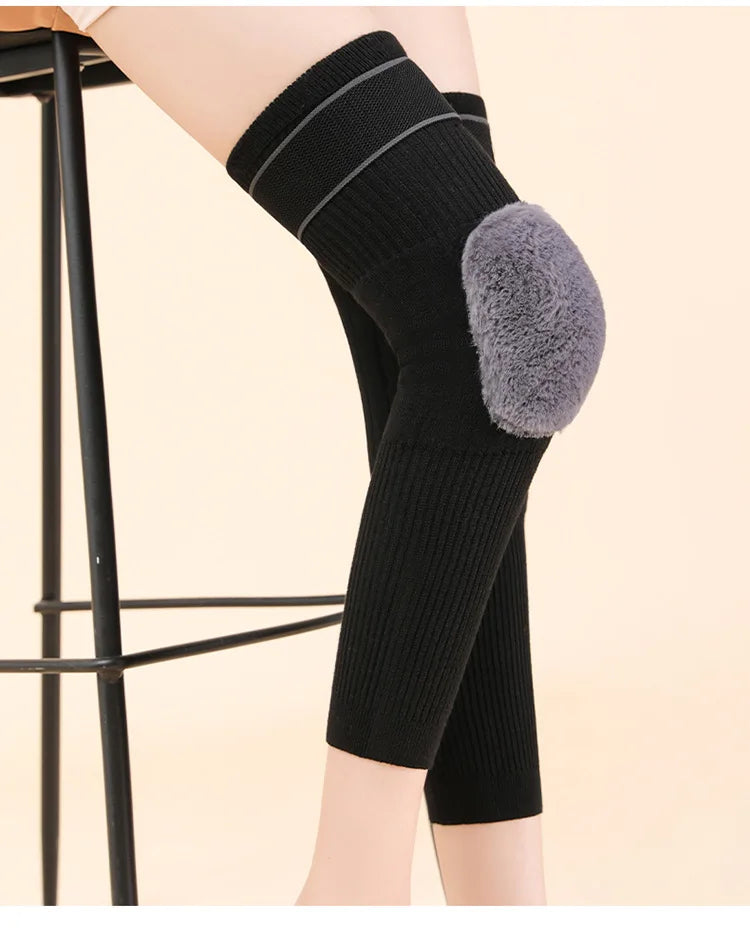 1 Pair Thermal Cashmere Knee Leg Warmers Stretchy Knee Brace Winter Warm Leg Sleeves Kneepads Muscle Joint Care Knee Support Pad