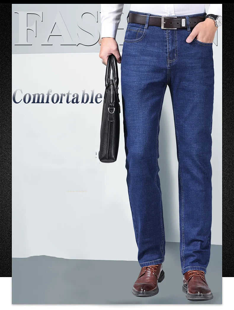 Jeans droits pour hommes, nouvelle collection 2024, pantalon slim extensible, confortable et doux, pantalon en denim pour hommes, vêtements de marque