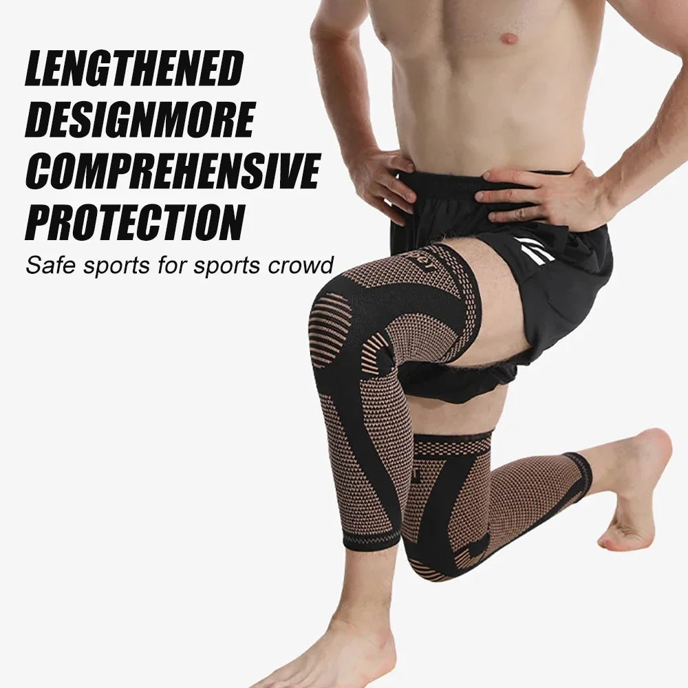 1/2Pcs Copper Full Leg Sleeves Long Compression, Knee Braces, Knee Compression Sleeves for Meniscus Tear, ACL, Arthritis, Sport