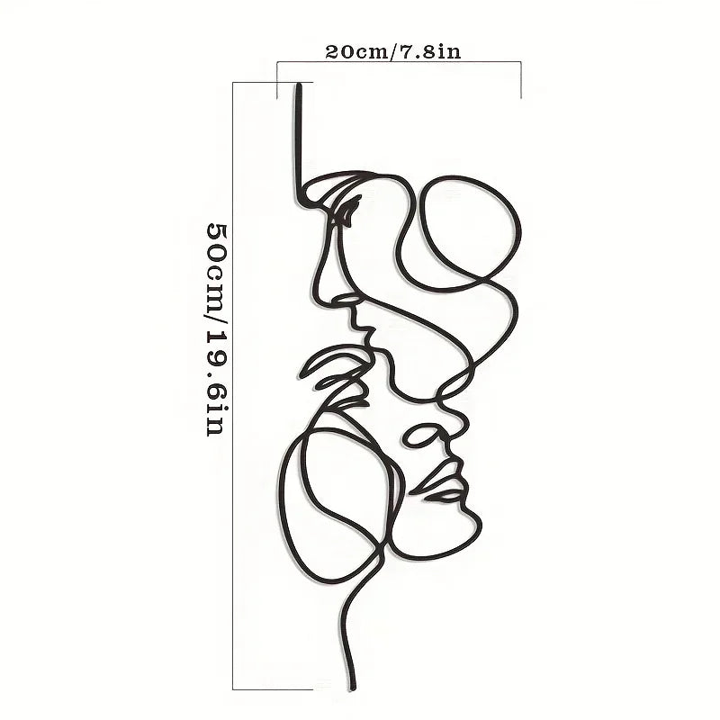Facial Line Wall Decoration: Stylish Metal Wall Art, Abstract Iron Wall Sculpture for Modern Black Home Hanging Decor