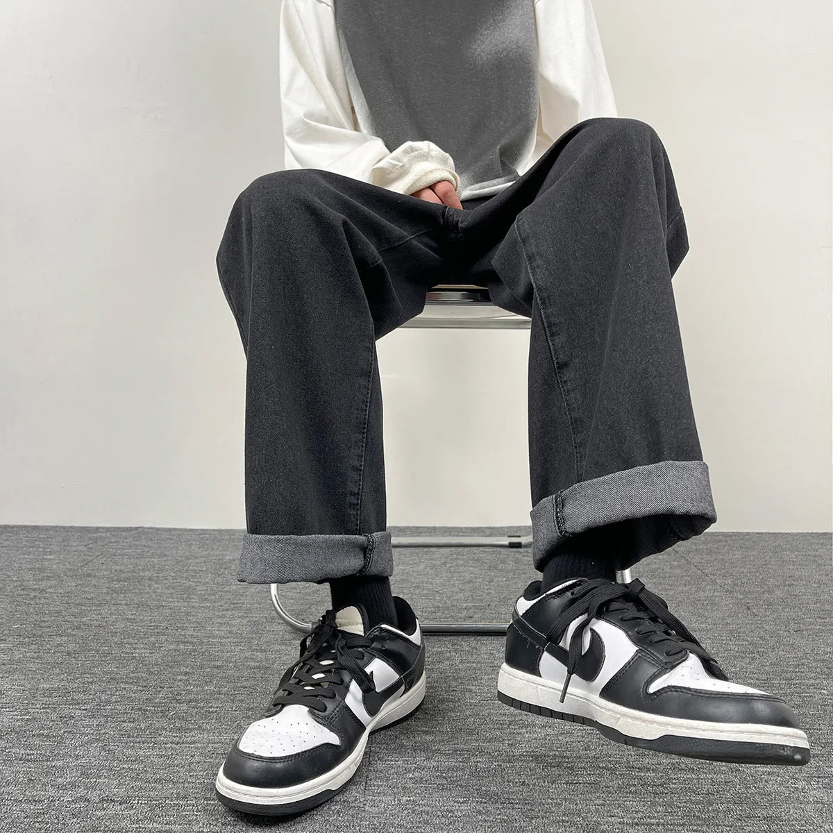 2025 New Men's Casual Jeans | Korean Euro US Style | Straight & Wide Leg Denim Pants | Solid Color Trendy Design