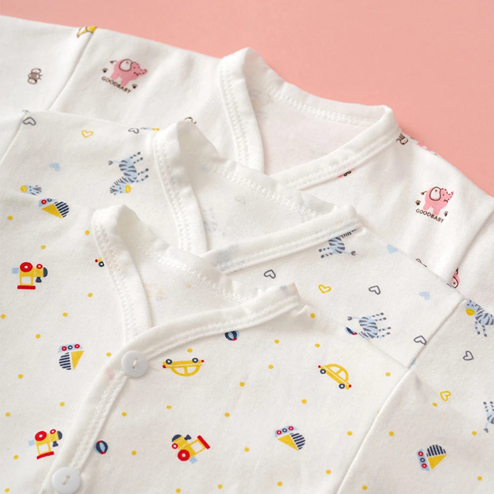 Vêtements pour bébés de 0 à 3 mois, sous-vêtements pour nouveau-nés, motif dessin animé, en coton, boutons, haut à manches longues et pantalon long pour filles et garçons
