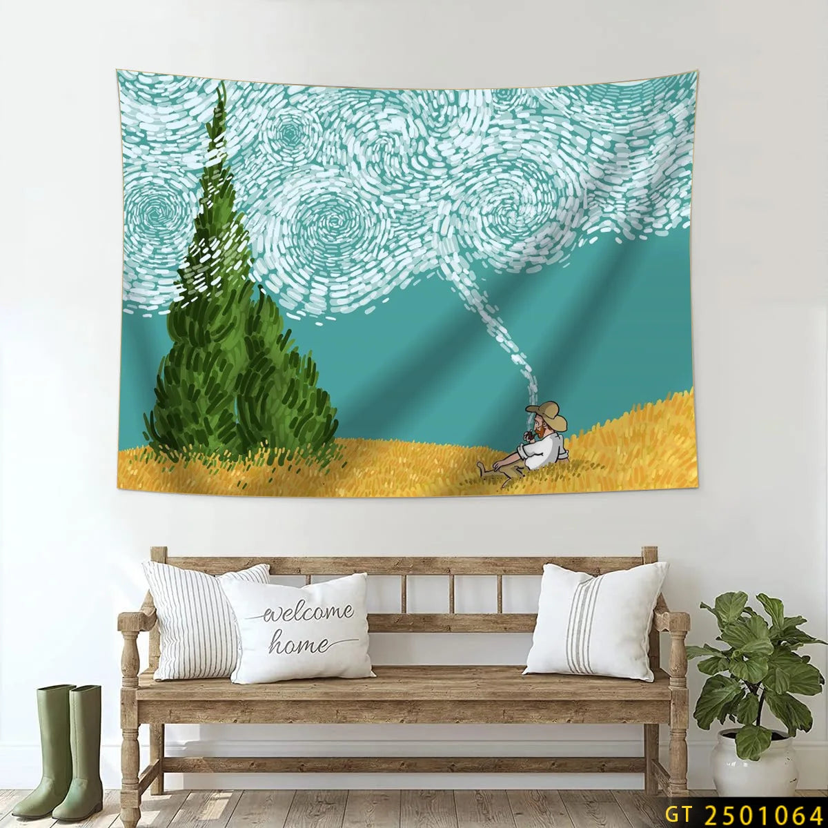 Wall Art Decor  Fabric Tapestry Wall Hanging  Living Room Bedroom Kitchen Dorm Decor Multi  Flag 3D printed pattern