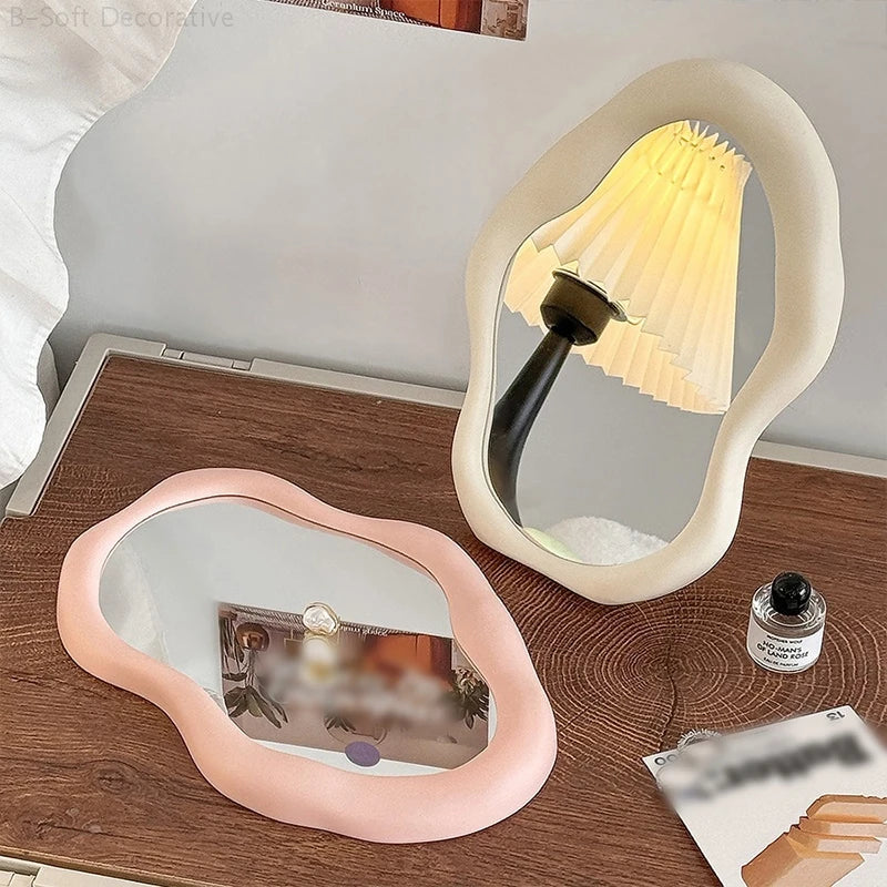 Irregular Makeup Mirrors Desktop Makeup Mirror Ins Cloud Makeup Mirror Aesthetic Room Decor Woman Makeup Supplies