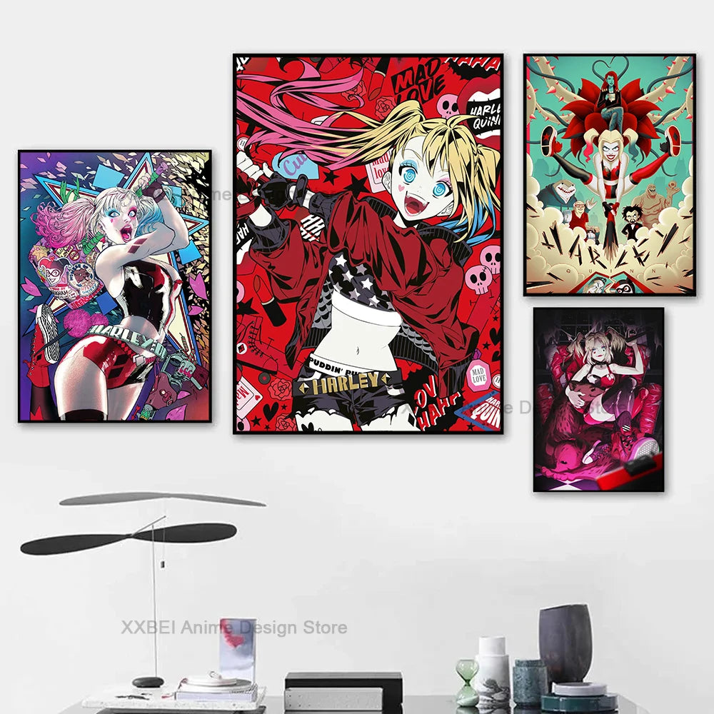 Décoration murale moderne pour la maison, affiches et autocollants H-Harley Cool Quinns, pour chambre à coucher, salle d'activités, bar, art mural à suspendre, peinture décorative