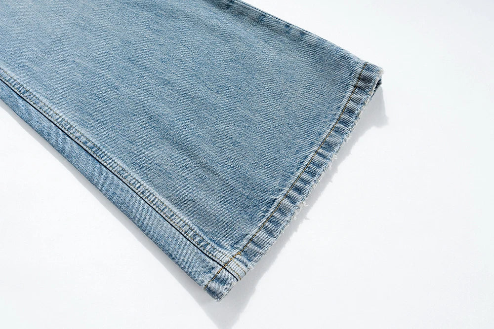 Streetwear Washed Boot Cut Blue Jeans for Men Vintage Y2k Baggy Flare Pants Unisex Pantalones Hombre Denim Trousers Oversized