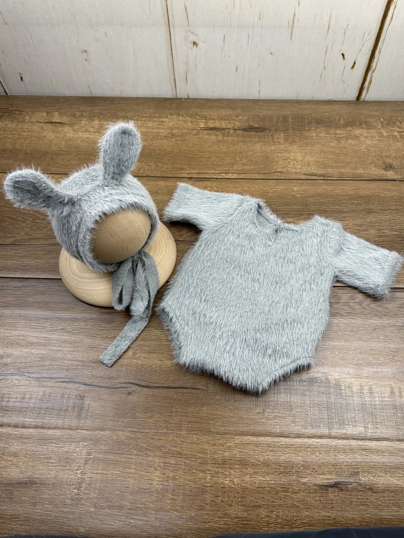 Newborn Day Photography Clothing Baby Cute Bunny Photography Clothing Set Baby Handmade Knitwear Growth Souvenir