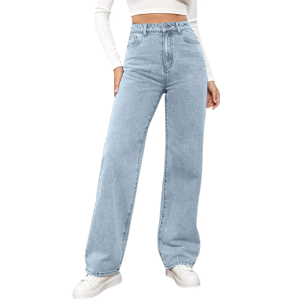 Women's High Waist Washed Women's Jeans Fashionable Versatile Straight Leg Pants Jeans Women Jean Pants Women Jeans Women 2025