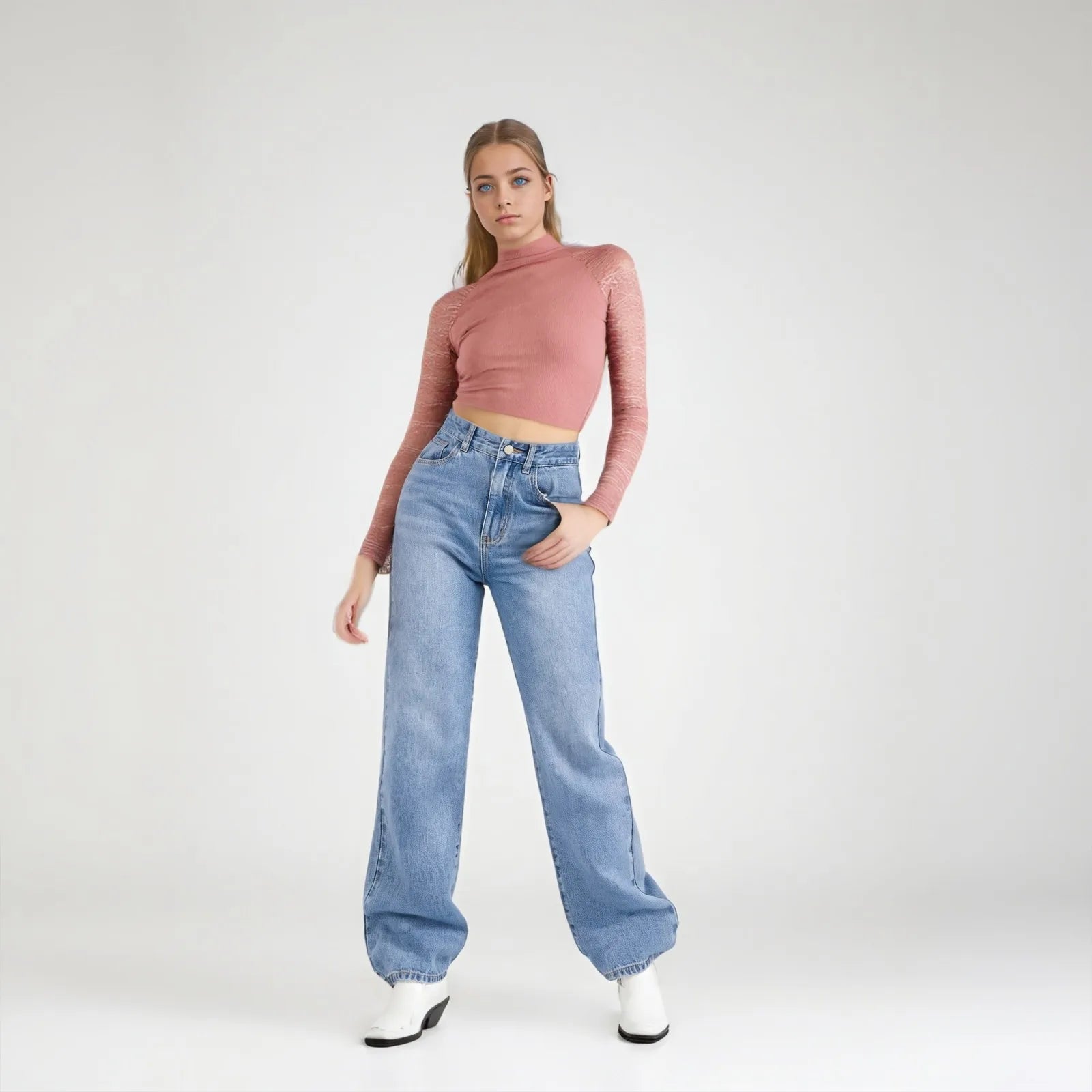Women's High Waist Washed Women's Jeans Fashionable Versatile Straight Leg Pants Jeans Women Jean Pants Women Jeans Women 2025