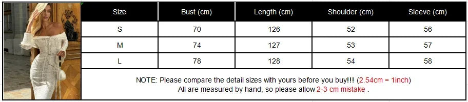 Sexy Women Hollow Out Slash Neck Lace Flared Sleeve Long Dress Elegant Laced Up Slim Fit Robes New Lady Evening Party Vestidos