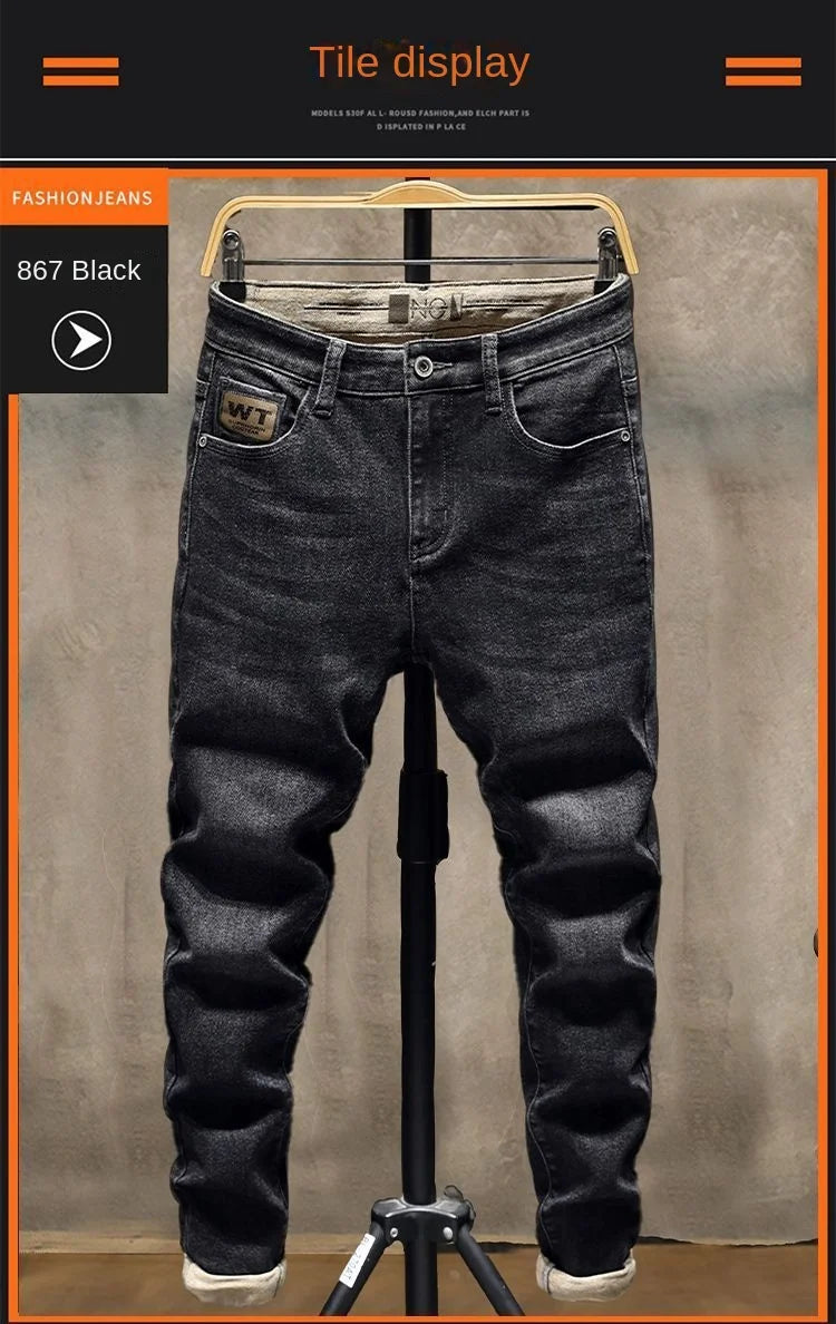 Original Fashion Luxury Brand Black Jeans for Men Tailored and Stretchy Boyfriend Comfortable Classic Denim Stretch Trousers