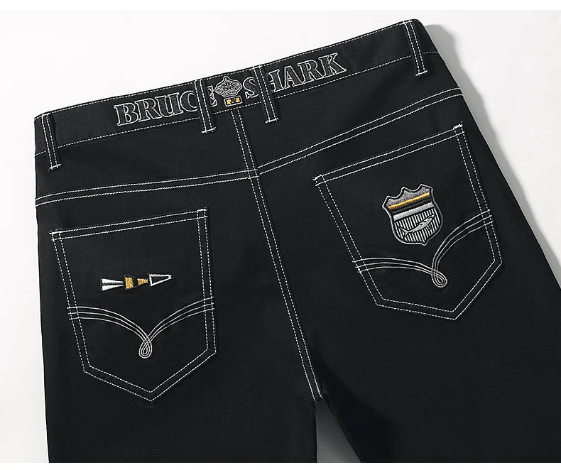2024 New Summer Mens Black Jeans  Bruce&Shark Best Jeans for Men Loose Fit Cowboy Pants Casual Stretch Cotton  Straight Leg
