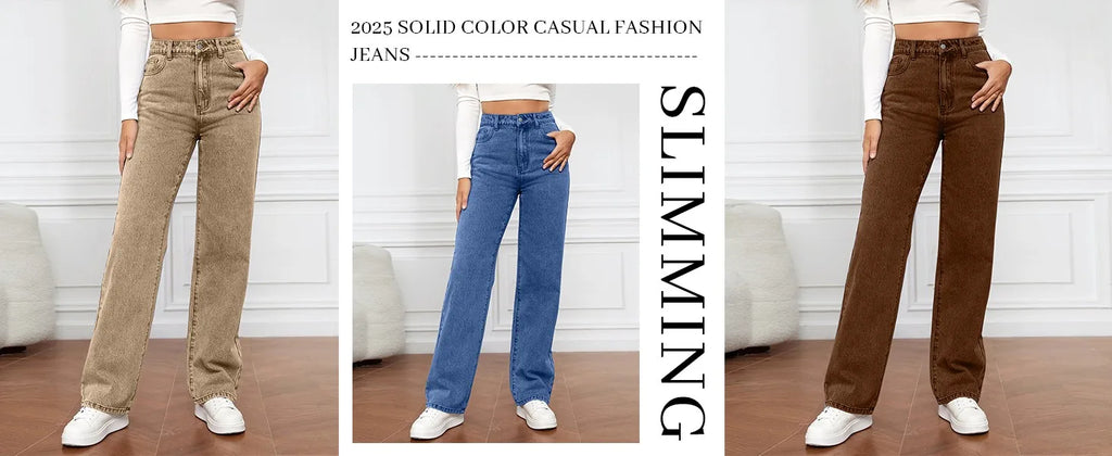 Women's High Waist Washed Women's Jeans Fashionable Versatile Straight Leg Pants Jeans Women Jean Pants Women Jeans Women 2025