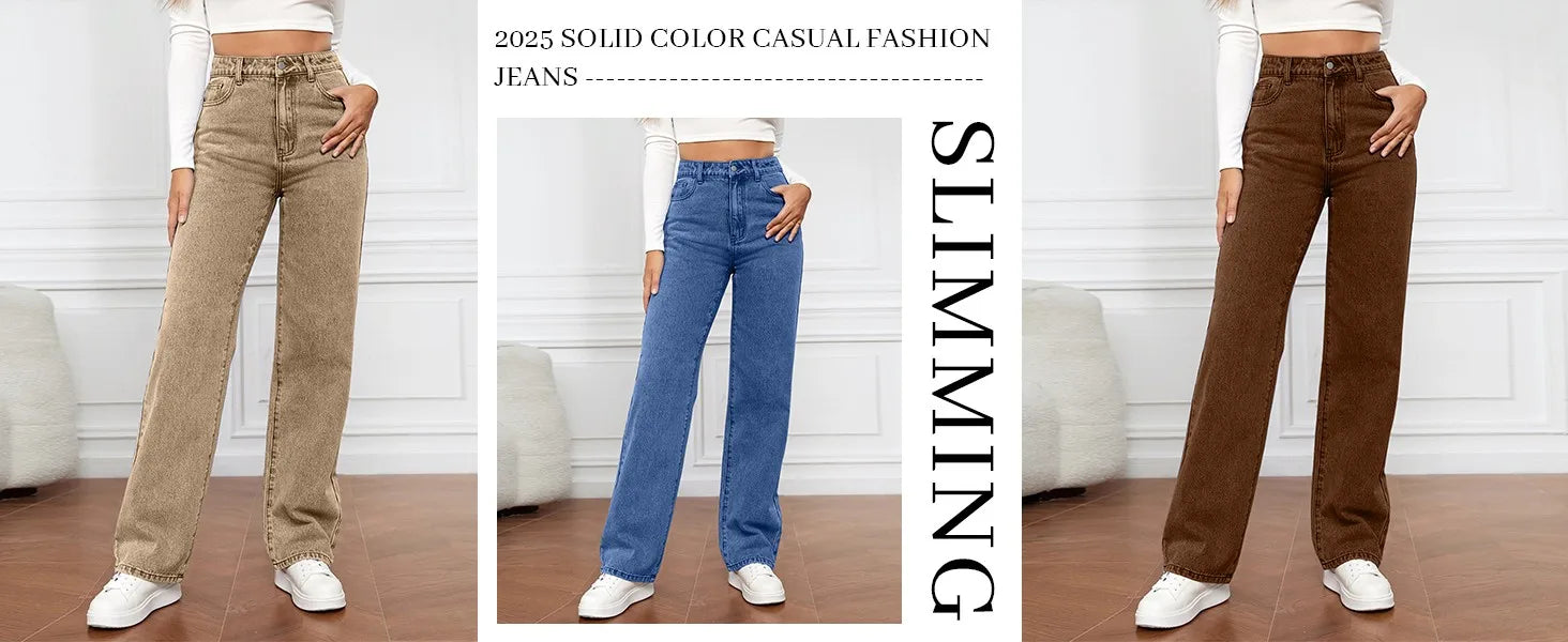 Women's High Waist Washed Women's Jeans Fashionable Versatile Straight Leg Pants Jeans Women Jean Pants Women Jeans Women 2025