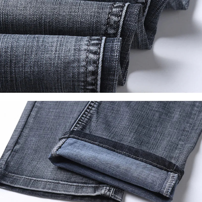 Denim Grey Jeans For Men's High Quality Trendy 2024 New Arrival Casual Versatile Elastic Korea Slim Straight Denim Pants Male