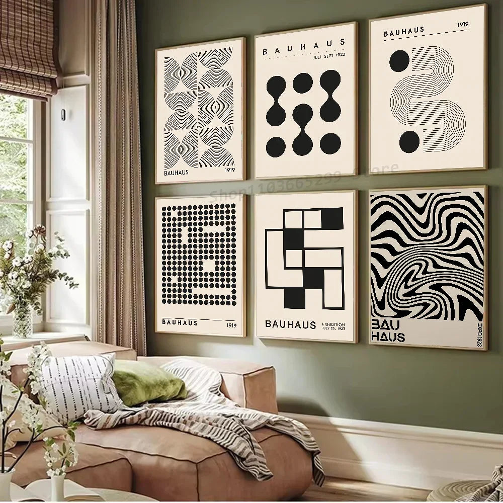 Affiche murale géométrique abstraite de style Bauhaus, impression sur papier, décoration pour la maison, la chambre, l'entrée, le bar ou le café