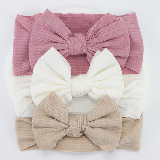 Lot de 3 bandeaux tricotés pour bébé, nœud, élastiques en nylon souple pour nouveau-né, turban pour bébé fille, accessoires pour cheveux, couvre-chefs pour enfants