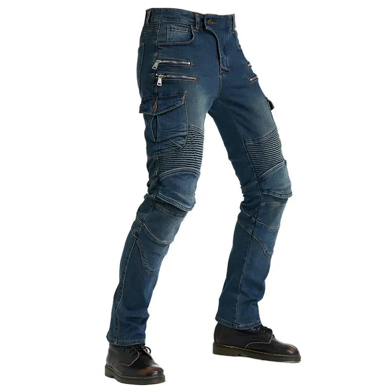 Motorcycle Riding Jeans Pants Men's Workwear Multi-Pocket Motocross Pants Outdoor Fall Protection Moto Trousers CE Protective
