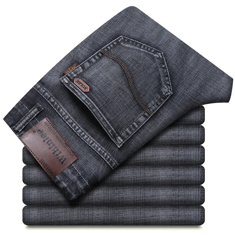 Denim Grey Jeans For Men's High Quality Trendy 2024 New Arrival Casual Versatile Elastic Korea Slim Straight Denim Pants Male