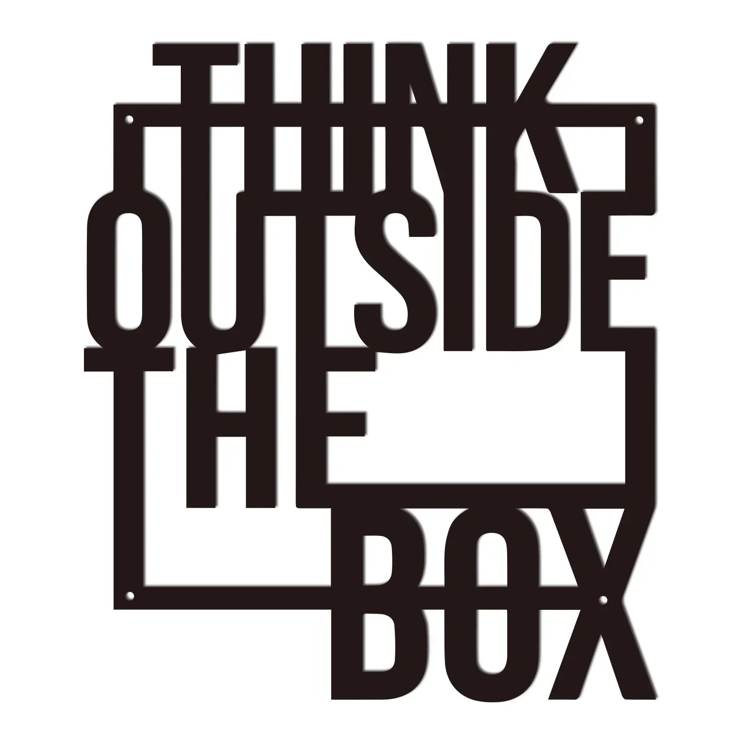 Décoration murale en métal « Think Out The Box », décoration murale motivante, décoration de bureau, décoration murale en métal noir, décoration intérieure, autocollant mural