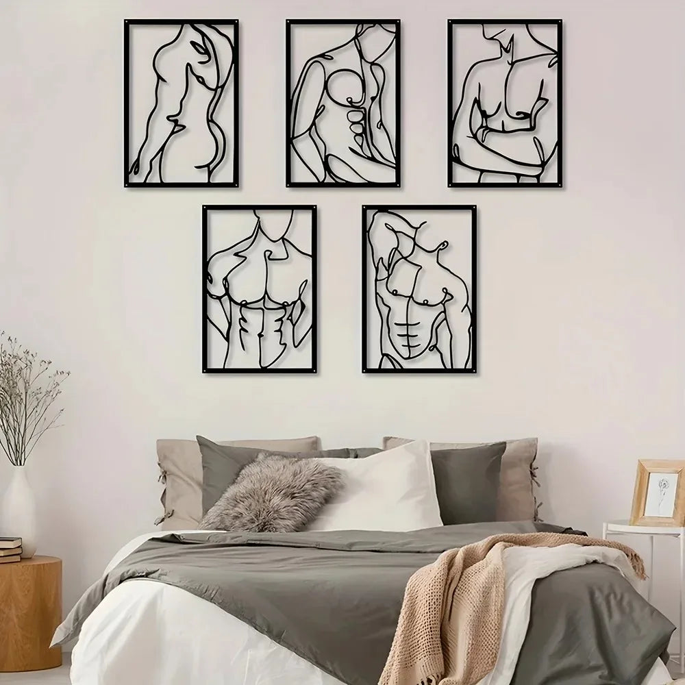 Décoration murale moderne en métal 40 x 60 cm – Motif géométrique abstrait pour salon, décoration contemporaine élégante