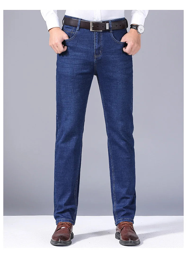 Jeans droits pour hommes, nouvelle collection 2024, pantalon slim extensible, confortable et doux, pantalon en denim pour hommes, vêtements de marque