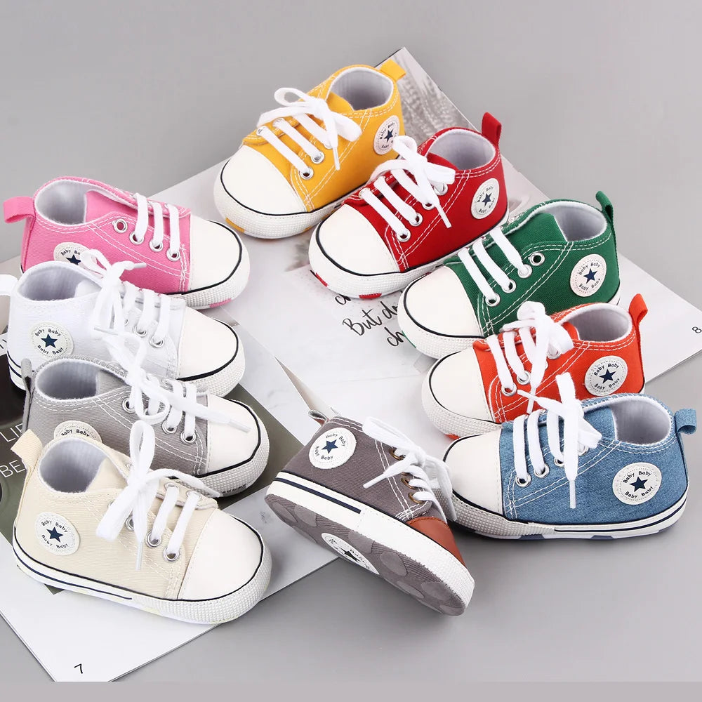 Chaussures bébé garçon fille, baskets classiques en toile décontractées, semelle souple, antidérapantes, pour nouveau-né, premier pas, D2486