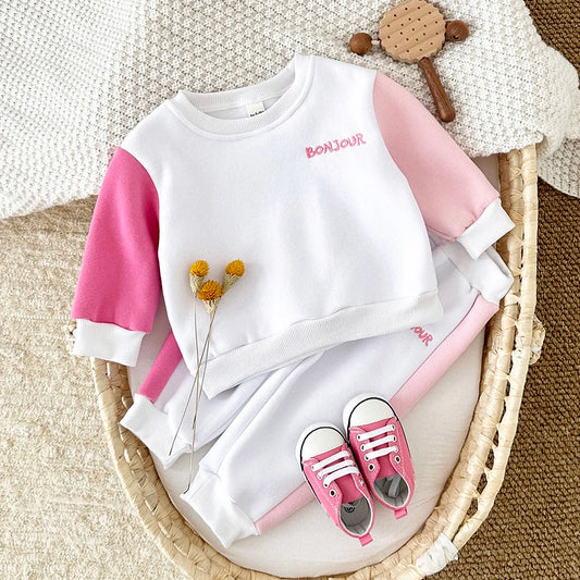 2025 Newborn Baby Girl Clothes Sets Infant Outfit Bonjour Tracksuit Trick Top Long Pants Winter Warm Sportswear Autumn New 2Pcs