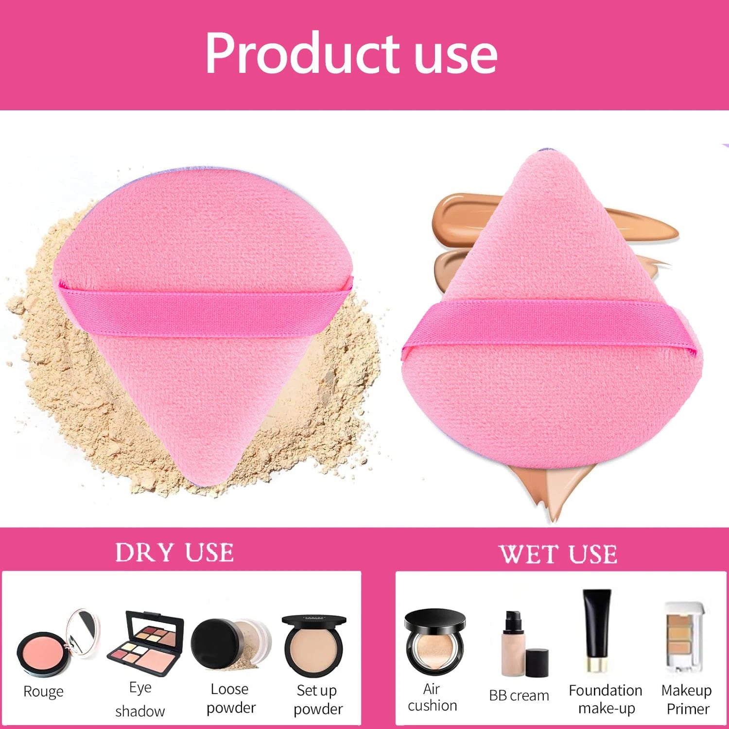 19pcs Makeup Puff and Sponge Set Makeup Tool Set Makeup Sponge Triangle Puff Finger Puff  Headband Wristband Makeup remover Puff