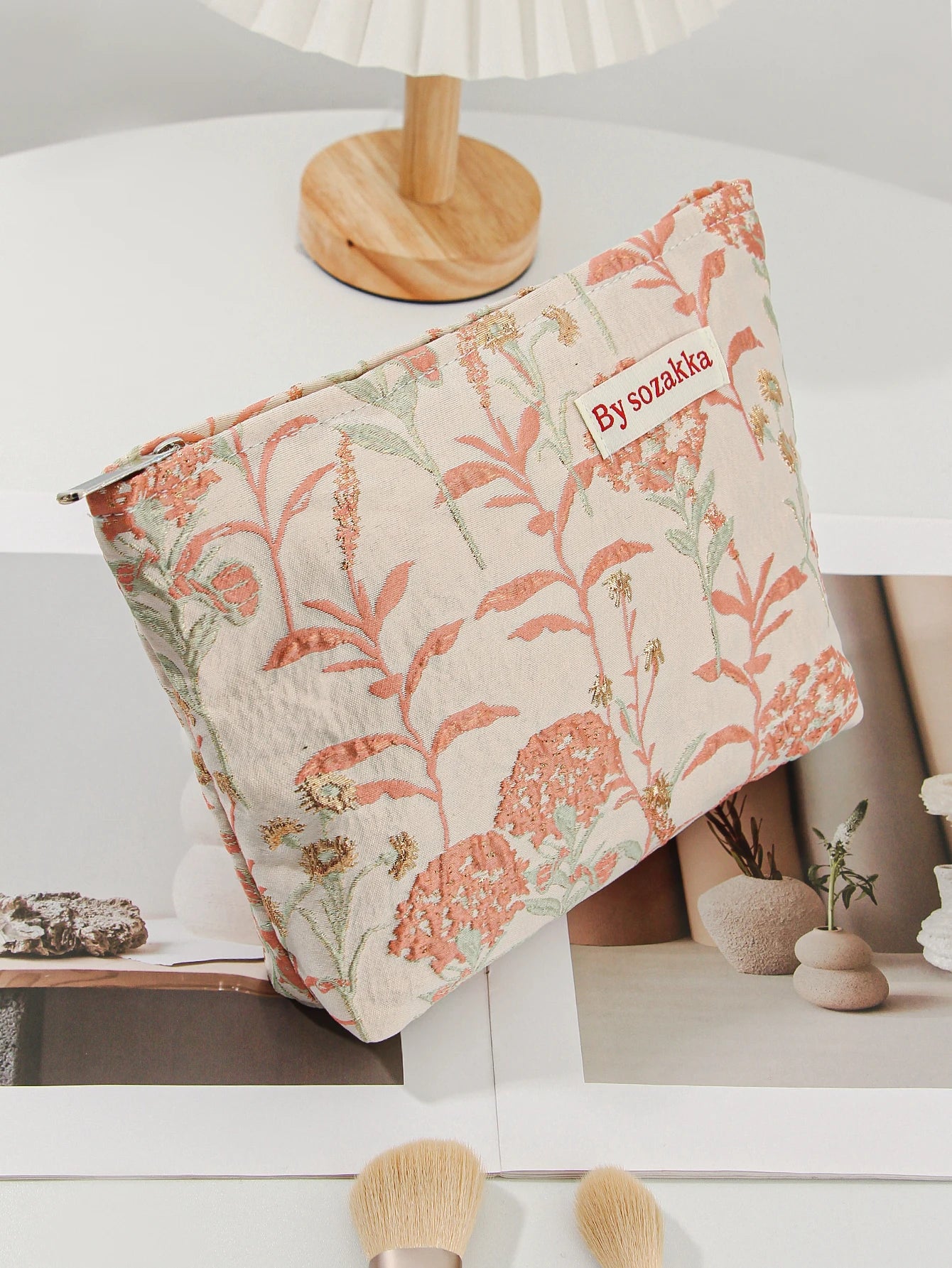 1pc/set jacquard makeup bag, cute floral makeup  bag, holiday gift clutch makeup bag, makeup storage bag