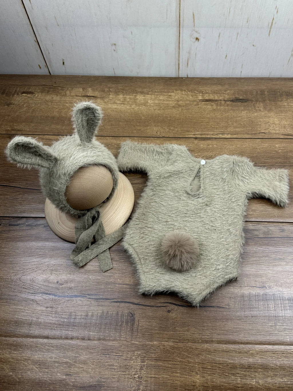 Newborn Day Photography Clothing Baby Cute Bunny Photography Clothing Set Baby Handmade Knitwear Growth Souvenir