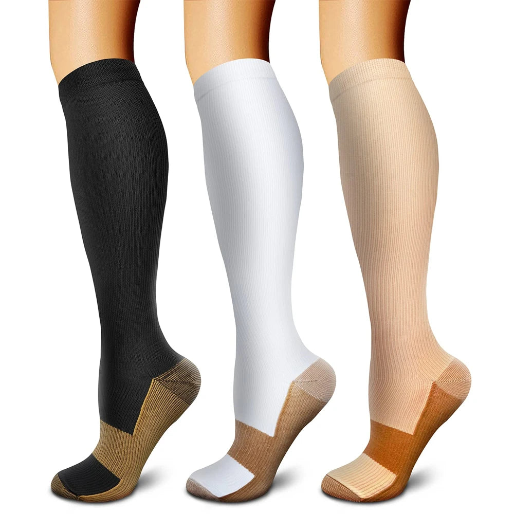 1Pair Calf Compression Socks for Men & Women 15-20mmHg-Graduated Supports Socks for Soccer Running Nurses