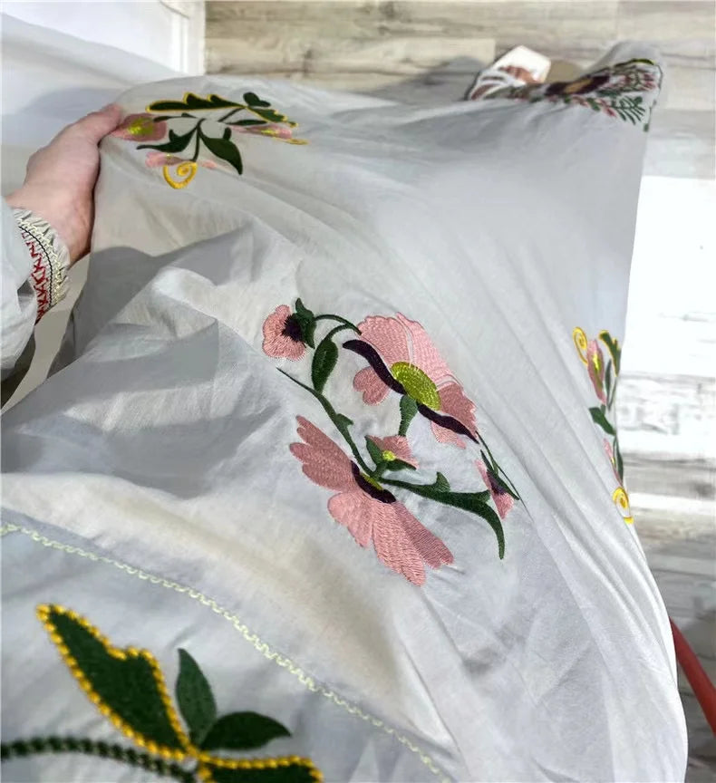 RARF 2024 New positioning heavy industry embroidery craft V-neck long dress Bohemian holiday style