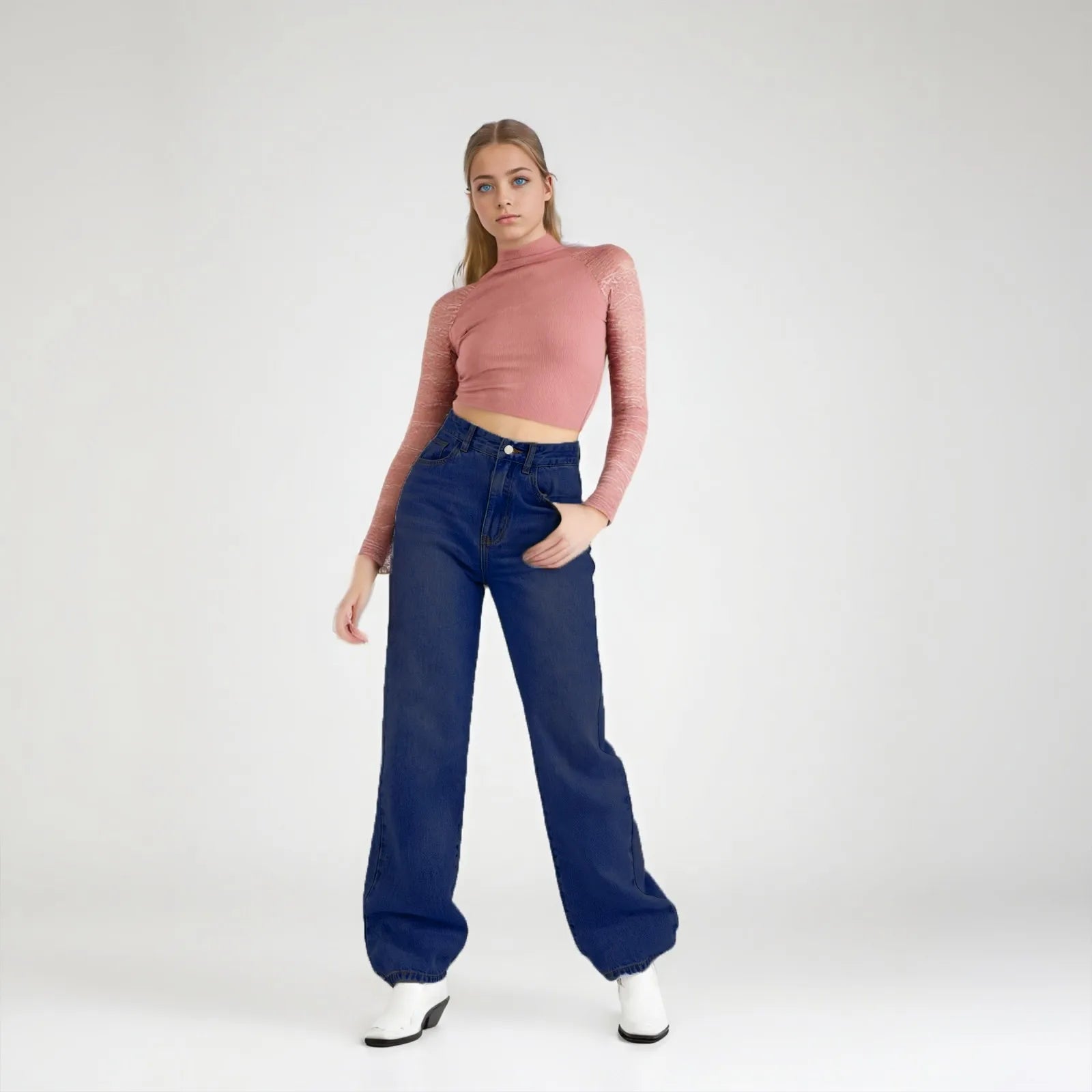 Women's High Waist Washed Women's Jeans Fashionable Versatile Straight Leg Pants Jeans Women Jean Pants Women Jeans Women 2025