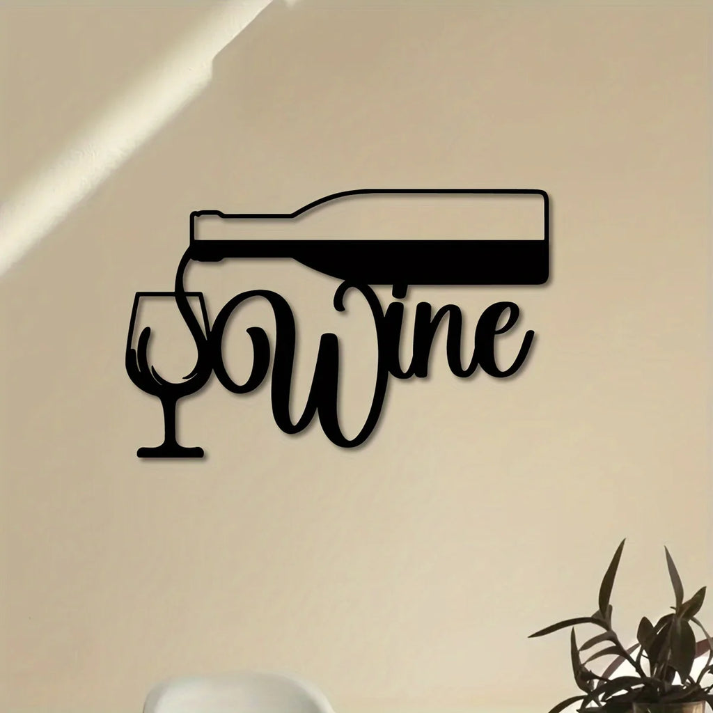 Une œuvre d'art murale en verre à vin, logo, belle décoration avec des décorations rétro, bar cuisine café