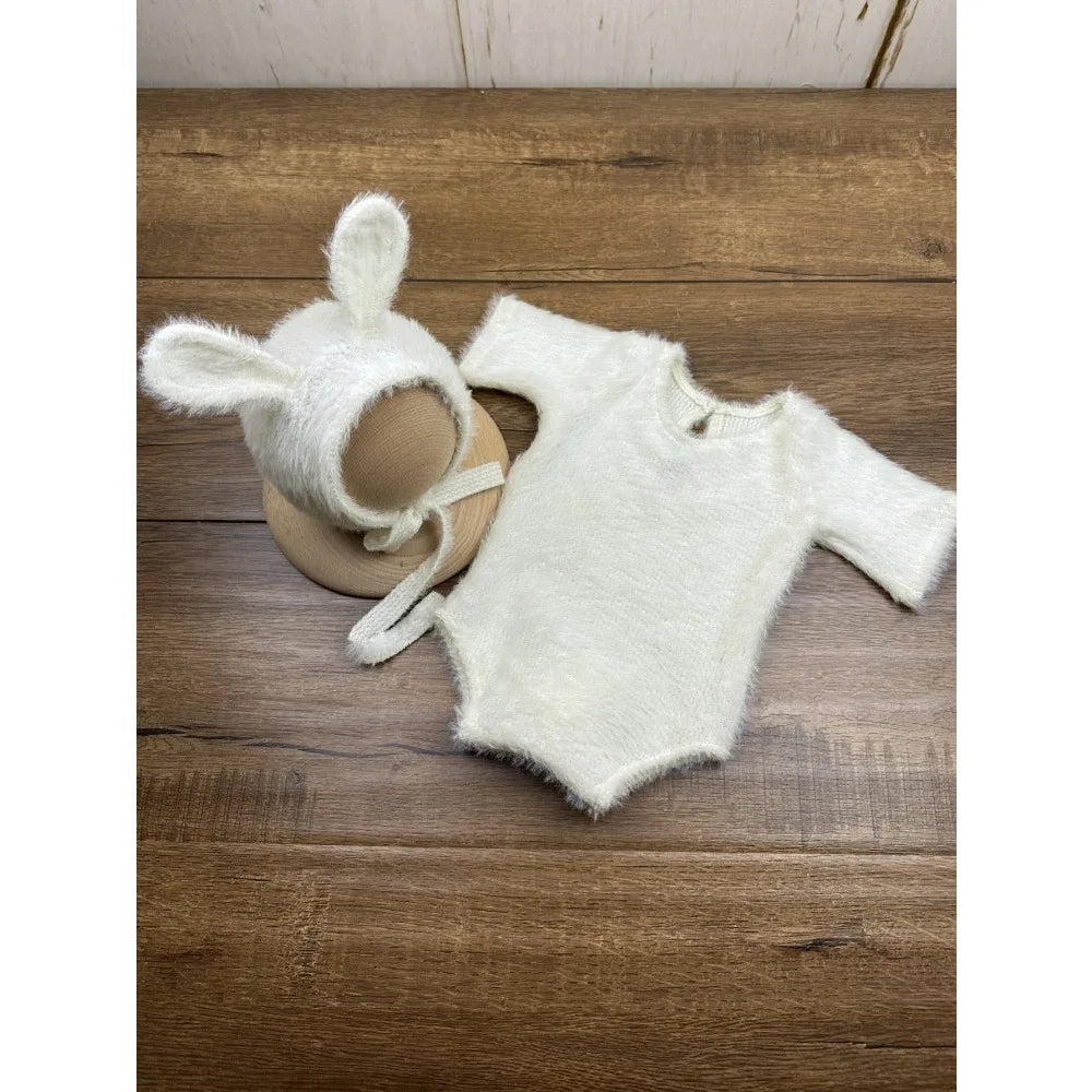 Newborn Day Photography Clothing Baby Cute Bunny Photography Clothing Set Baby Handmade Knitwear Growth Souvenir