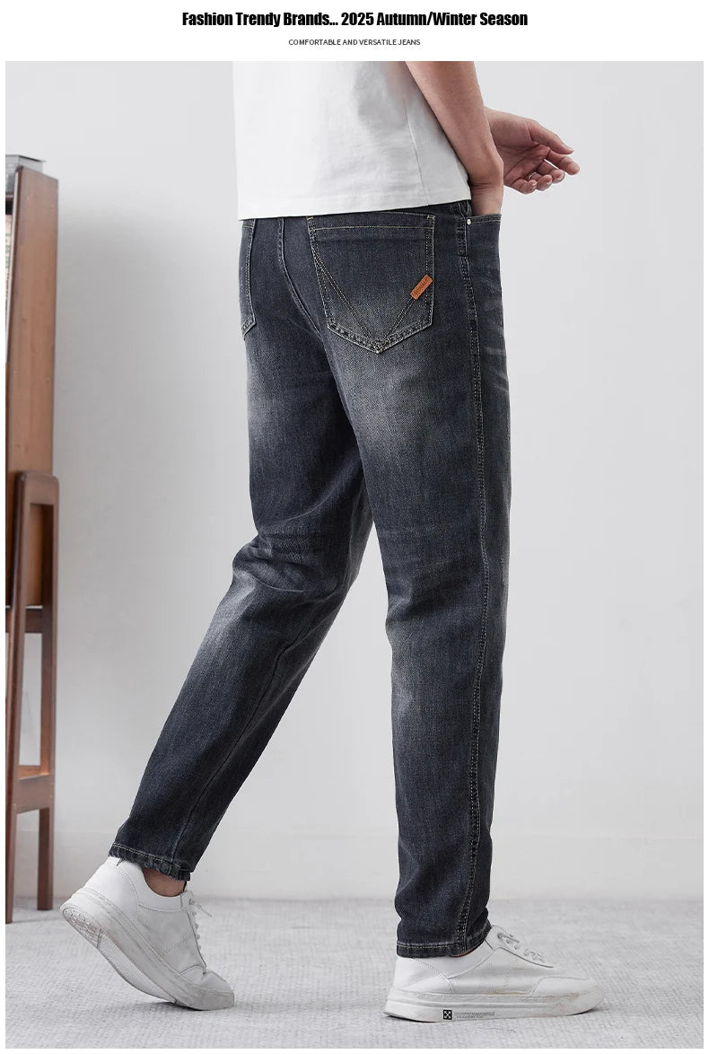 Men's Casual Jeans 2025 New Fashion Loose Tapered Pants Comfortable Personalized Vintage Male Clothes Denim Trousers