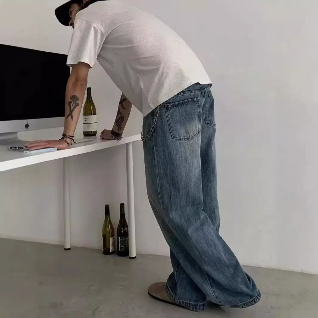 Mens Baggy Jeans for Men Women Y2k Skater Vintage Plain Pants 2025 Casual Wide Leg Jeans Loose Fit Denim Hip Hop Jeans for men